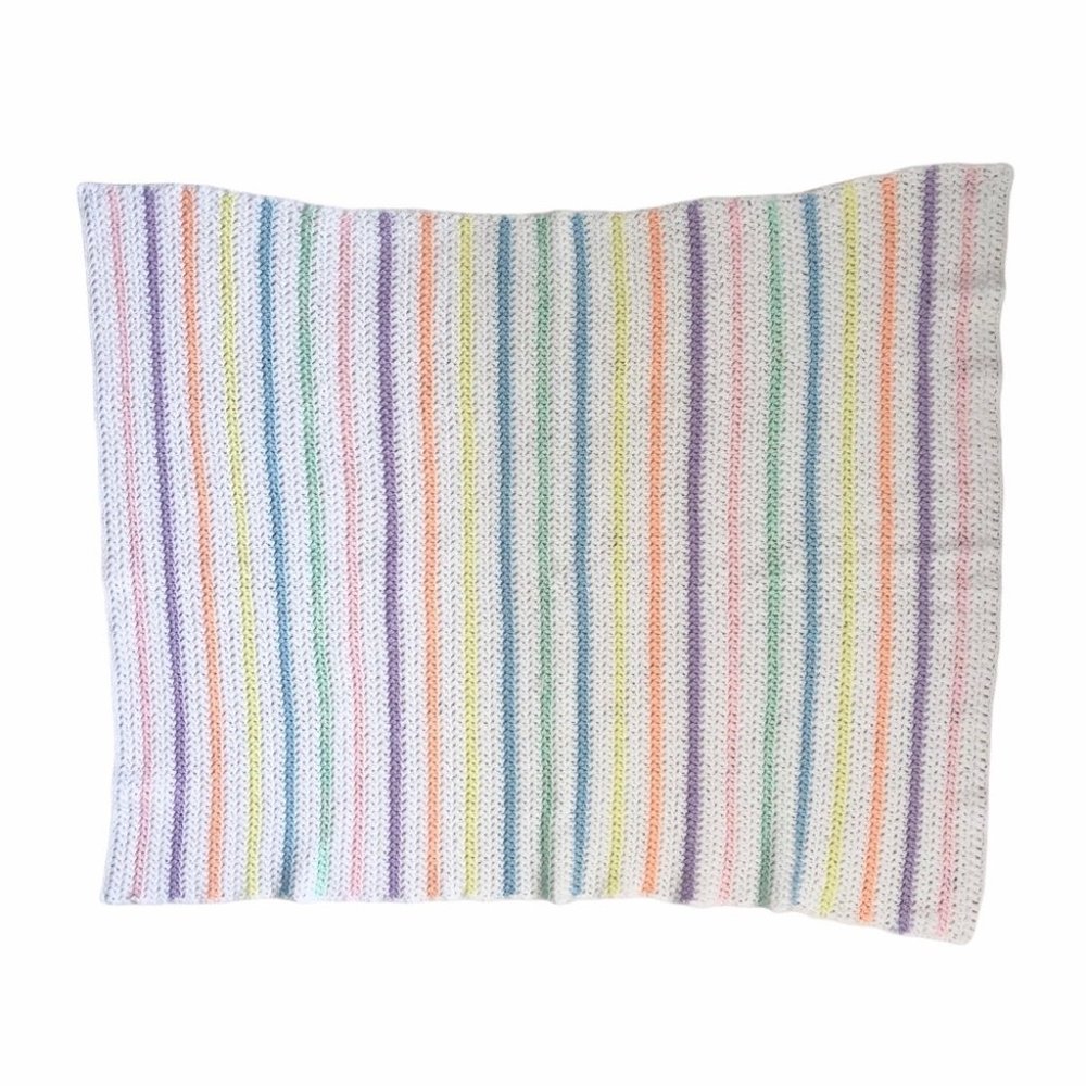 Handmade White Pastel 🌈 Crochet Blanket Afghan - Picture 4 of 4